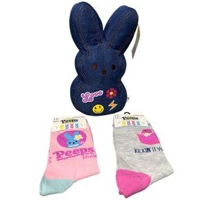 Peeps Socks two pairs size 5 - 9.5 and Peeps Bunny Plush